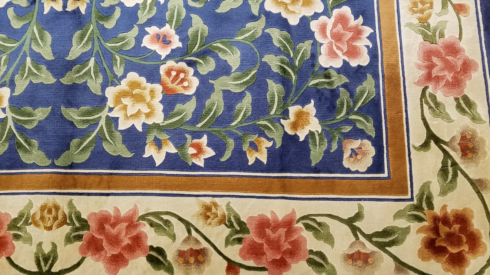 6 x 9 Royal blue English Garden Design Art Silk Hand Knotted Wool Area rug