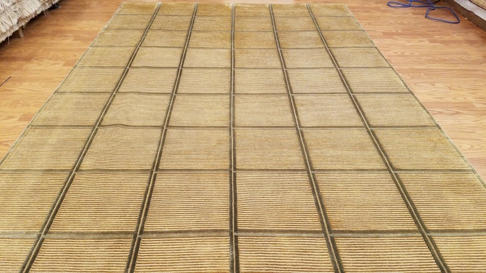 6 x 9 Brown & Gold Modern Hand Knotted Wool Nepal rug