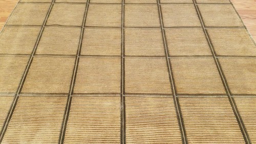 6 x 9 Brown & Gold Modern Hand Knotted Wool Nepal rug