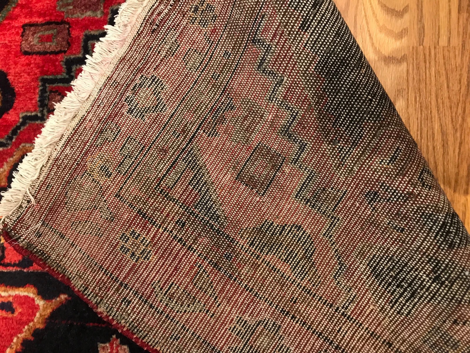 4.5 x 6.9 Persian Tribal Geometric Black 100% Wool Vegetable Dye Rug