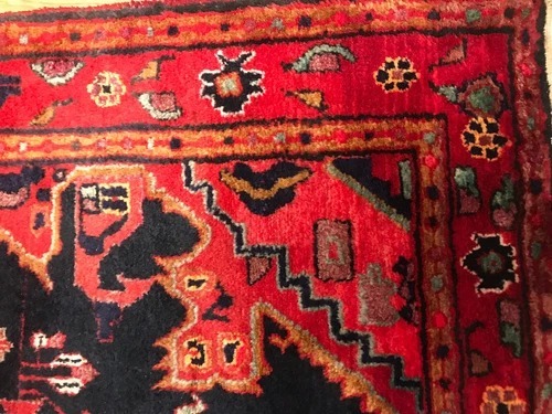 4.5 x 6.9 Persian Tribal Geometric Black 100% Wool Vegetable Dye Rug