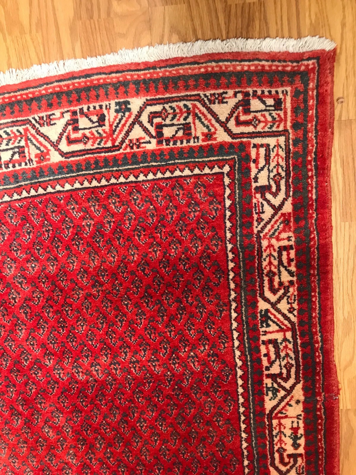 4.3 x 6.8 Vintage Tribal Geometric Red 100% Wool Vegetable Dye Rug