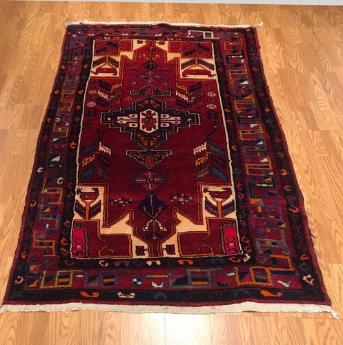 5.2 x 7.11 ft Vintage Tribal Geometric 100% Wool Hand Knotted Vegetable Dye Rug