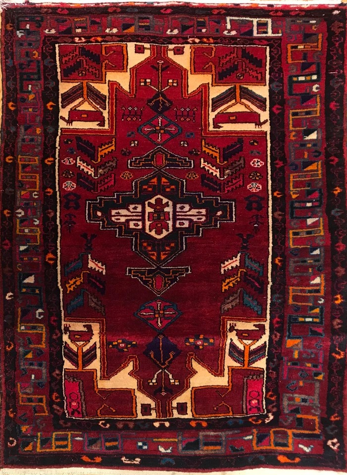 5.2 x 7.11 ft Vintage Tribal Geometric 100% Wool Hand Knotted Vegetable Dye Rug
