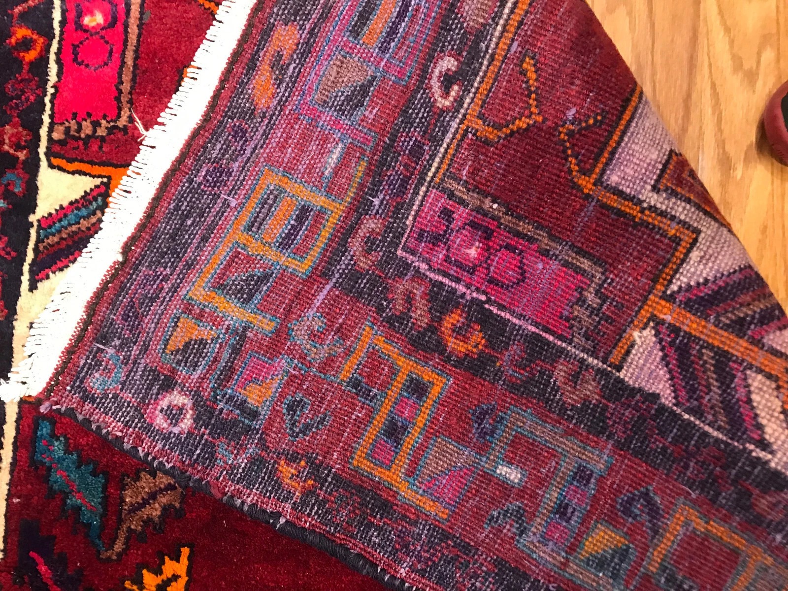 5.2 x 7.11 ft Vintage Tribal Geometric 100% Wool Hand Knotted Vegetable Dye Rug