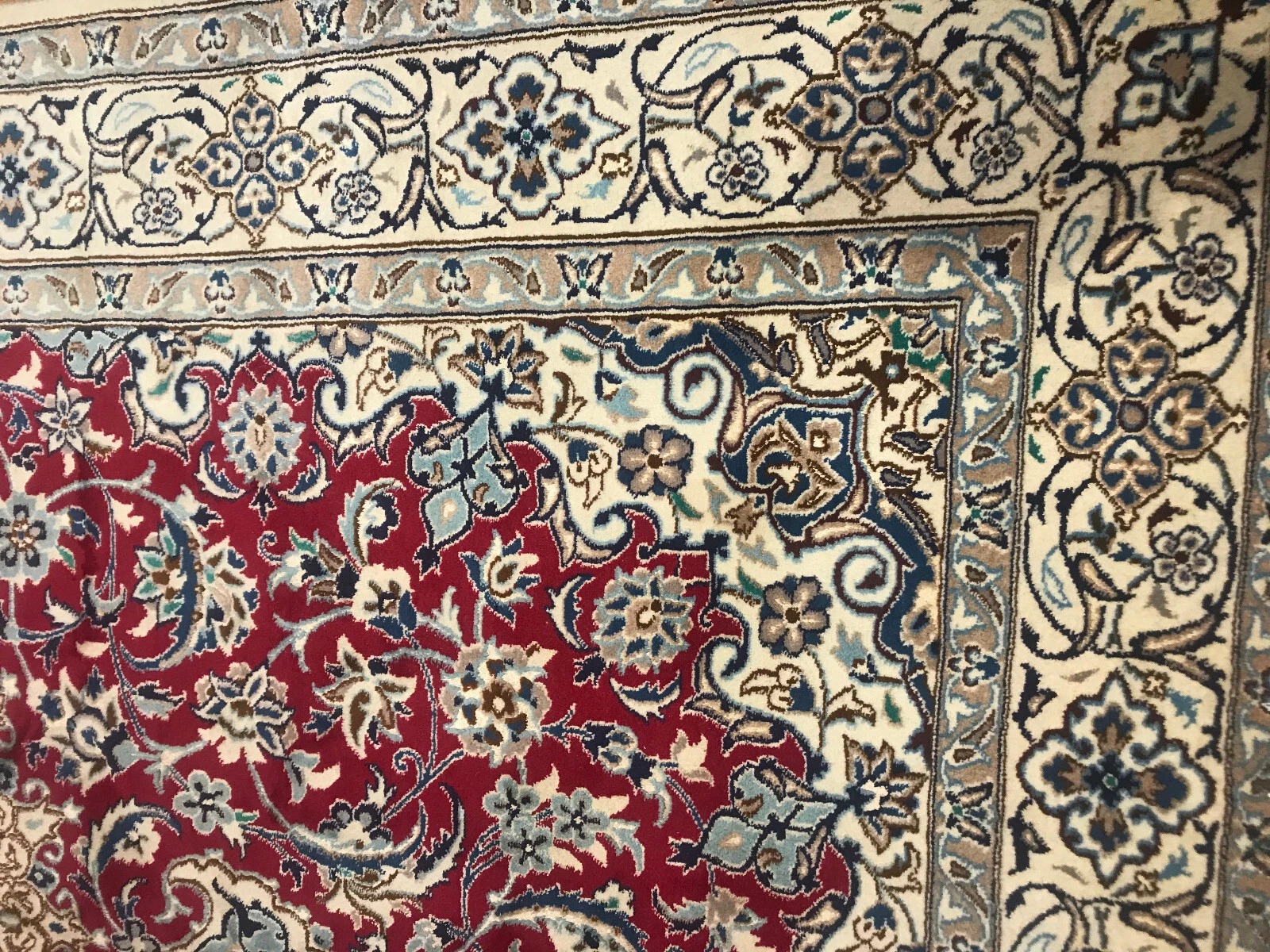 6.7 x 10 Vintage Wool & Silk Hand Knotted Area Rug