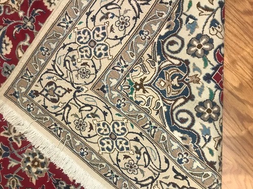 6.7 x 10 Vintage Wool & Silk Hand Knotted Area Rug