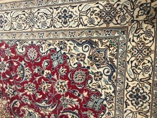 6.7 x 10 Vintage Wool & Silk Hand Knotted Area Rug