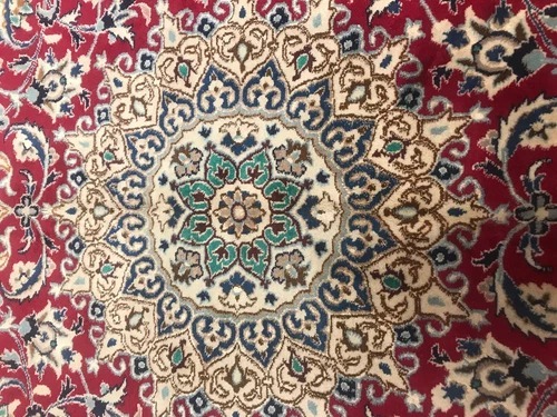 6.7 x 10 Vintage Wool & Silk Hand Knotted Area Rug