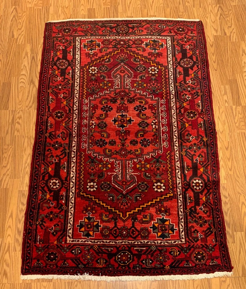 4.6 X 6.7 ft Vintage Tribal Rust Hand Knotted 100% Wool Vegetable Dye Rug