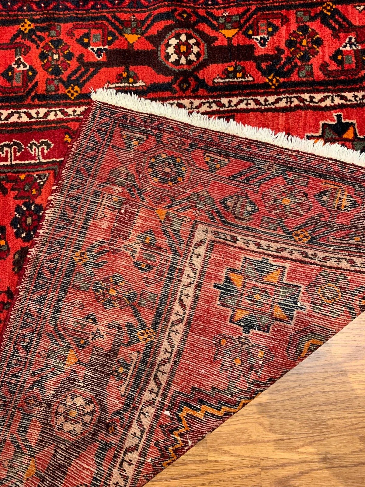 4.6 X 6.7 ft Vintage Tribal Rust Hand Knotted 100% Wool Vegetable Dye Rug