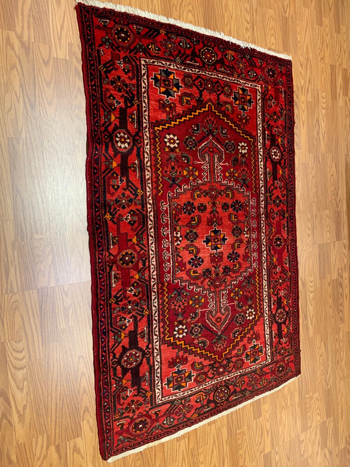 4.6 X 6.7 ft Vintage Tribal Rust Hand Knotted 100% Wool Vegetable Dye Rug