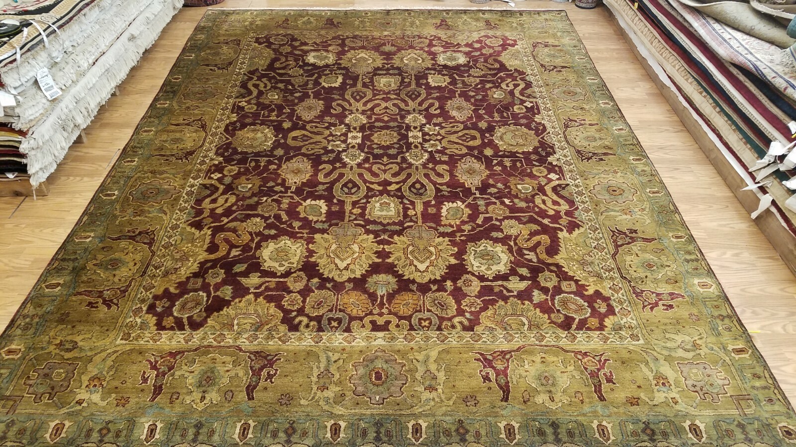 9 x 12 Burgundy red Indo Agra Vegetable dye Hand spawned Wool Hand Knotted Rug EB334858262740 Montaage