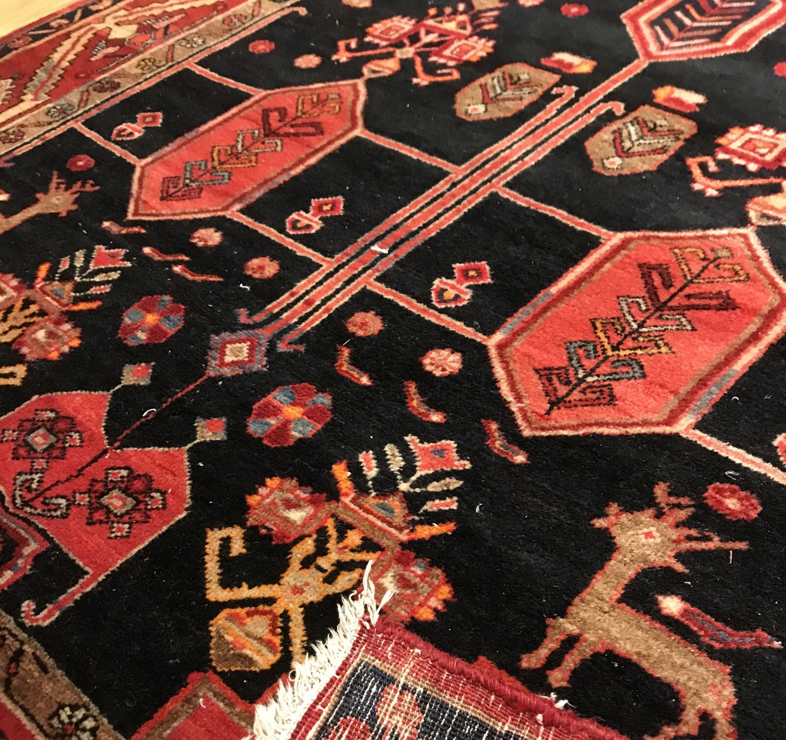 5 x 14 Runner Antique Semi Geometric Malayer Hand Knotted Wool Vegetable Dye