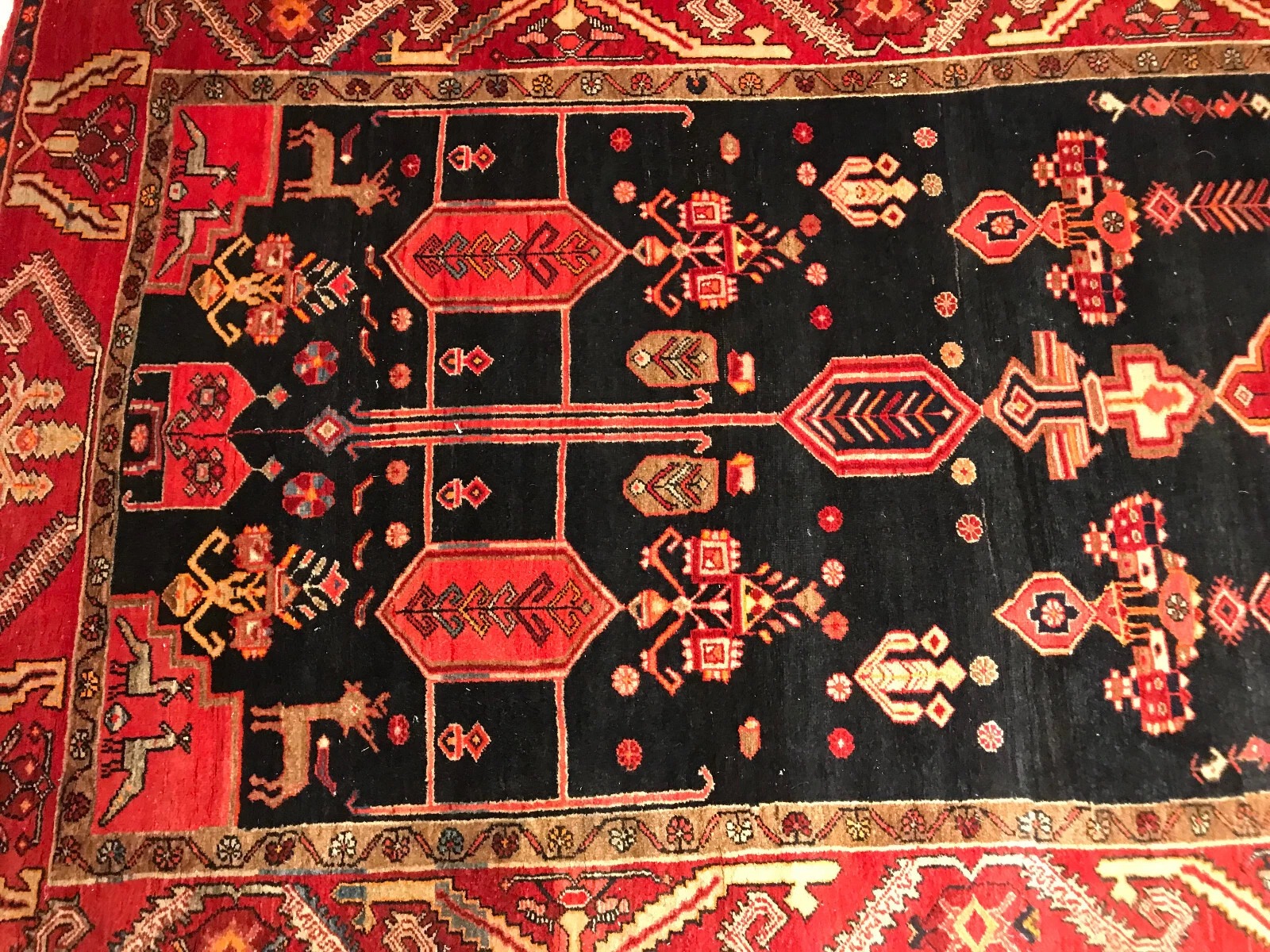 5 x 14 Runner Antique Semi Geometric Malayer Hand Knotted Wool Vegetable Dye