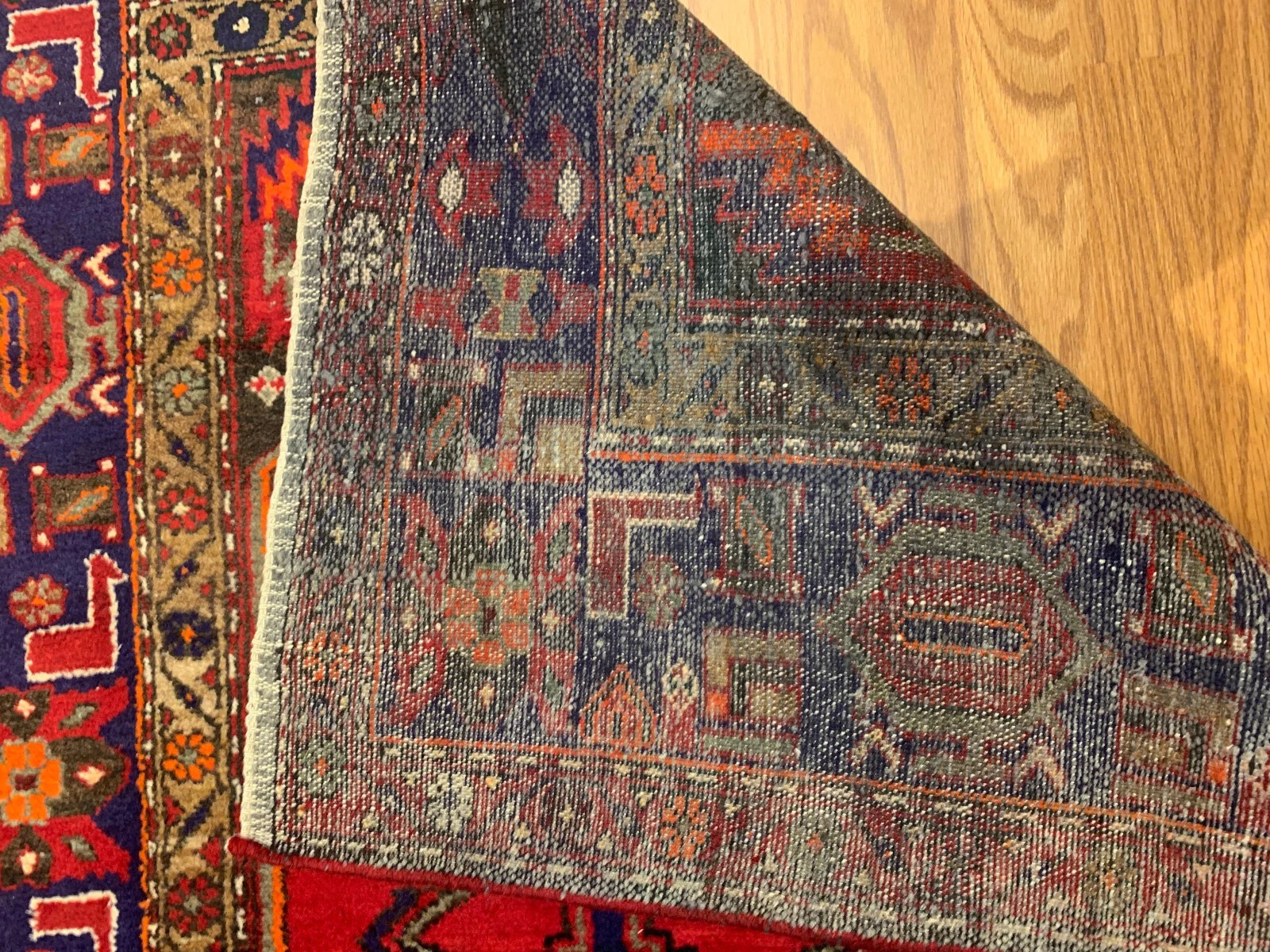 4.4 x 7.1 Vintage Tribal Geometric Red 100% Wool Vegetable Dye Rug
