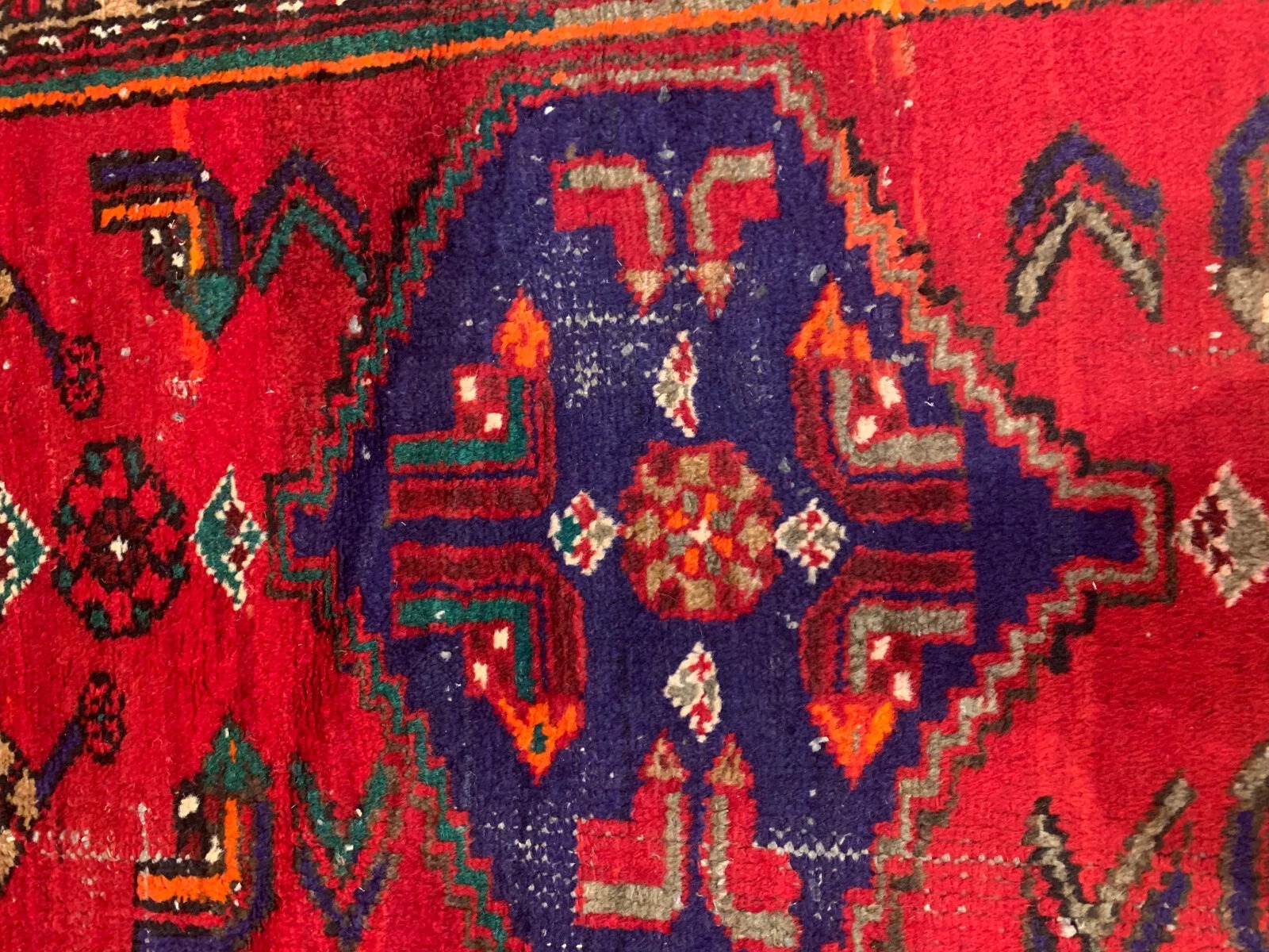 4.4 x 7.1 Vintage Tribal Geometric Red 100% Wool Vegetable Dye Rug