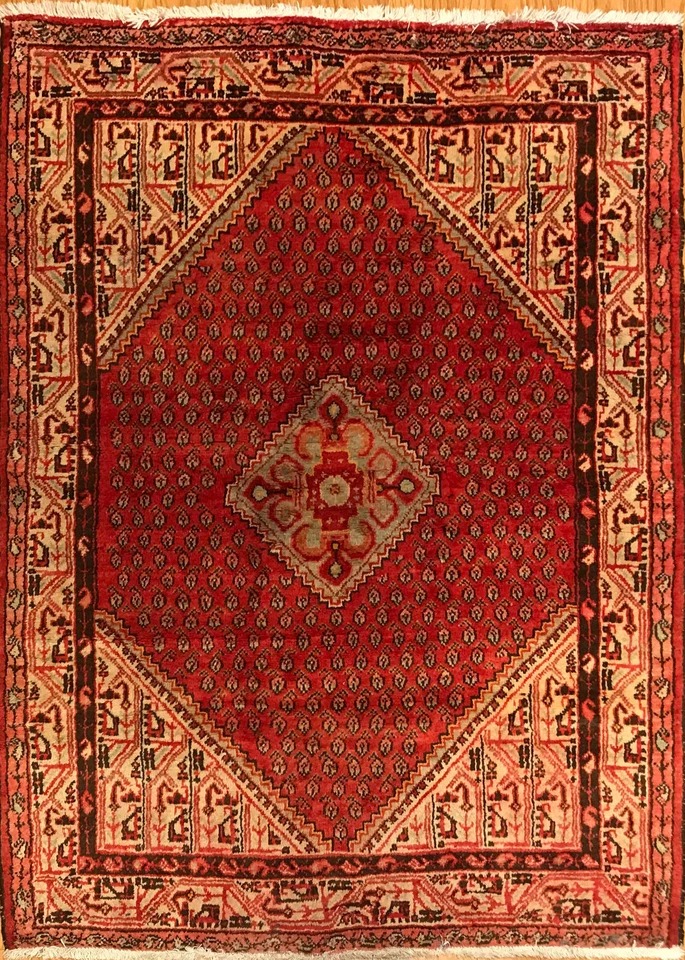 4.4 x6.8 Vintage Tribal 100% Wool Hand Knotted Vegetable Dye Area Rug