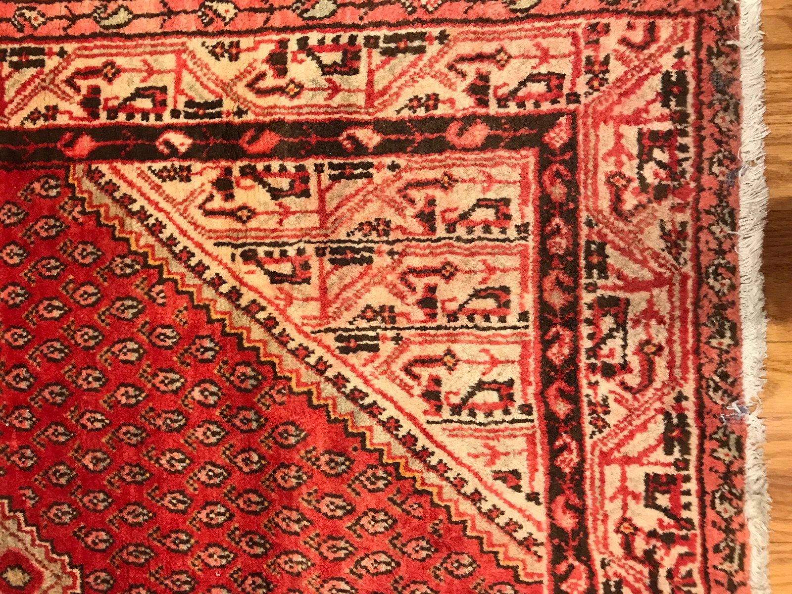 4.4 x6.8 Vintage Tribal 100% Wool Hand Knotted Vegetable Dye Area Rug