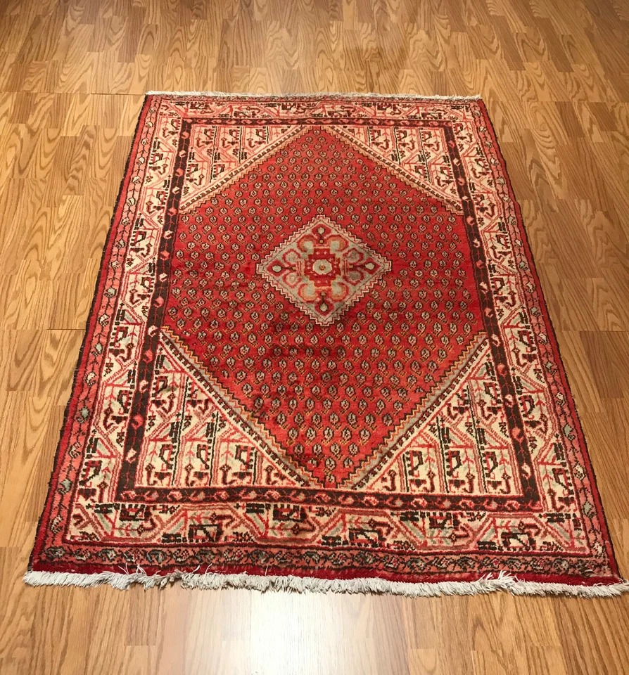4.4 x6.8 Vintage Tribal 100% Wool Hand Knotted Vegetable Dye Area Rug