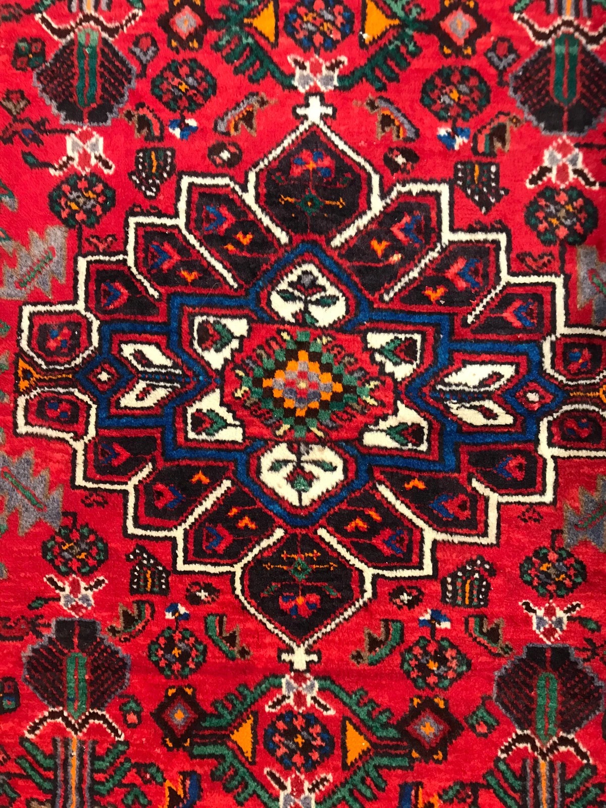 4.7 x 8.7 Vintage Tribal Geometric Red 100% Wool Vegetable Dye
