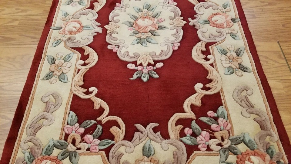 3 x 5 Rusty Red Hand Woven French Aubusson 90L Wool