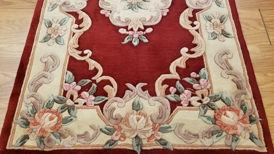 3 x 5 Rusty Red Hand Woven French Aubusson 90L Wool