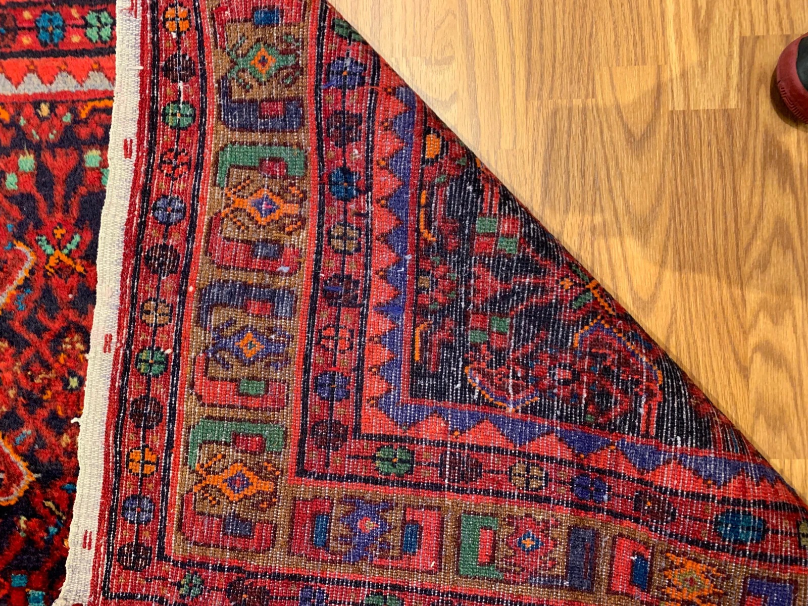 4.3 x 6.9 Vintage Tribal Geometric Navy 100% Wool Rug Vegetable Dye Rug