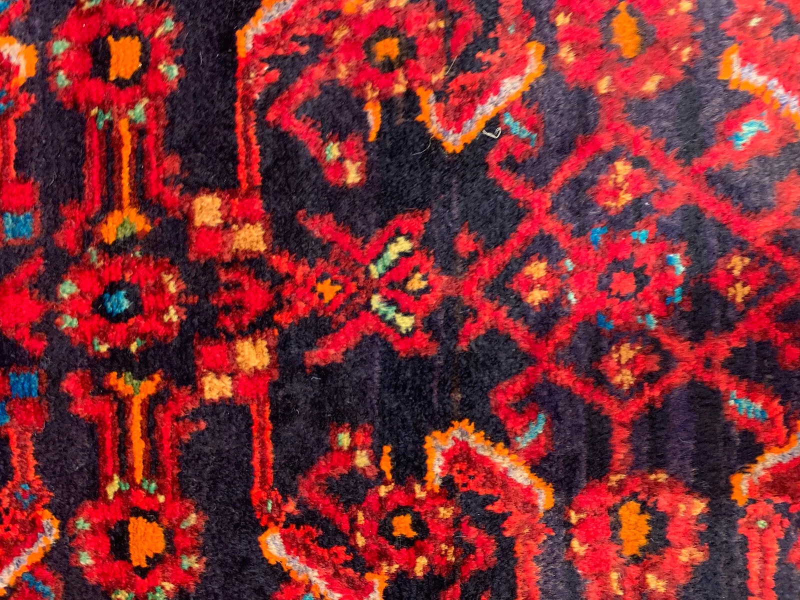 4.3 x 6.9 Vintage Tribal Geometric Navy 100% Wool Rug Vegetable Dye Rug