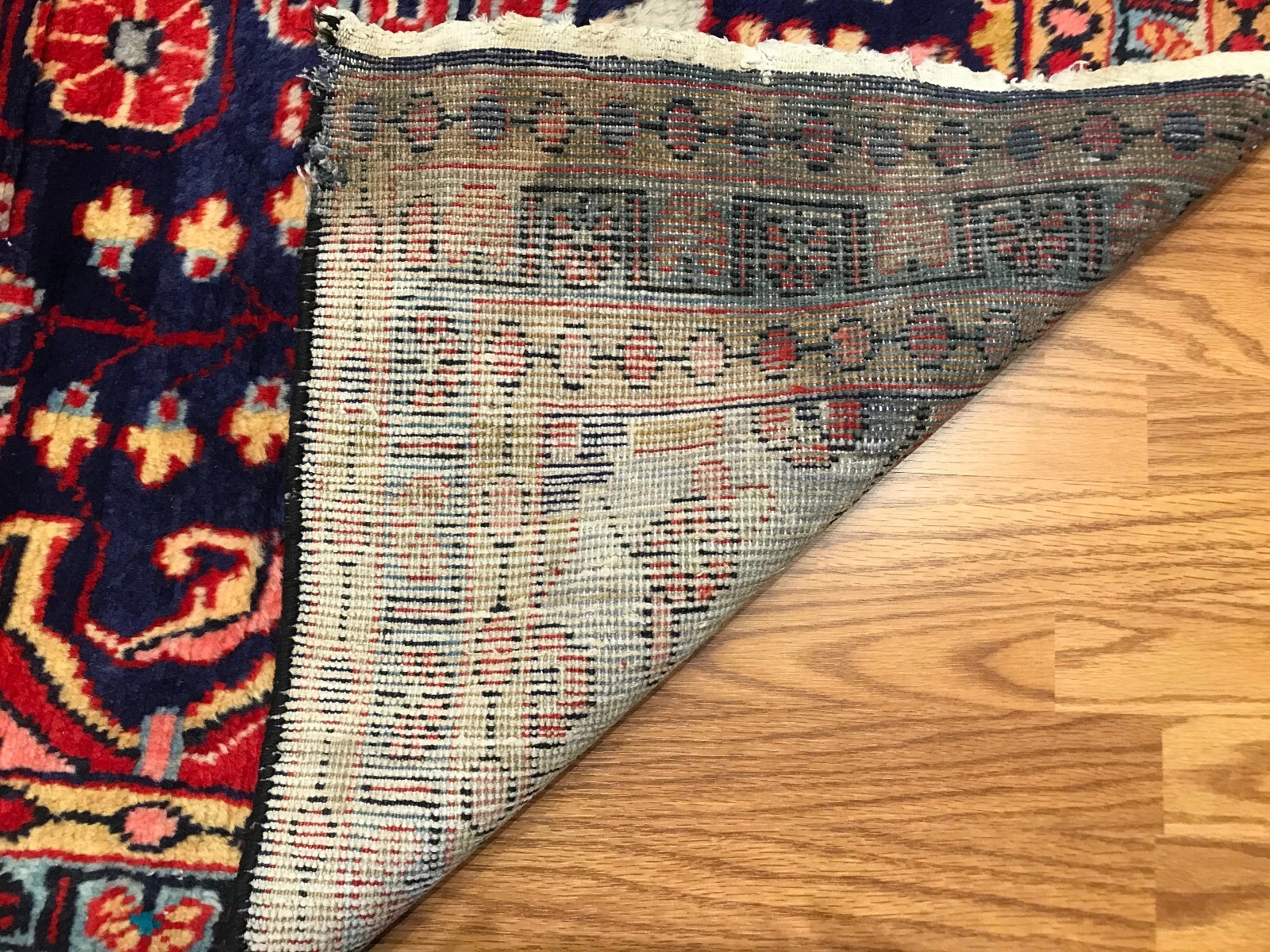 4.5 x 7.7 Vintage Tribal Semi Geometric Navy 100% Wool Vegetable Dye