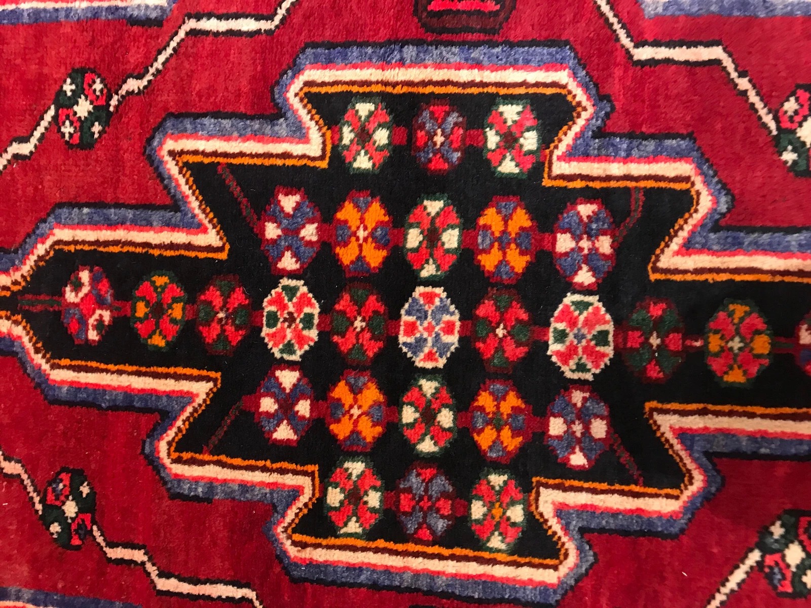 4.3 x 6.9 Vintage Tribal Geometric Maroon 100% Wool Vegetable Dye Rug