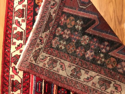 4.3 x 6.9 Vintage Tribal Geometric Maroon 100% Wool Vegetable Dye Rug