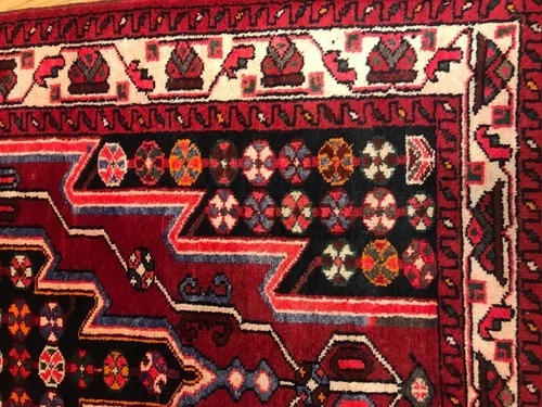 4.3 x 6.9 Vintage Tribal Geometric Maroon 100% Wool Vegetable Dye Rug