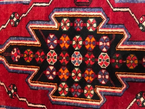 4.3 x 6.9 Vintage Tribal Geometric Maroon 100% Wool Vegetable Dye Rug