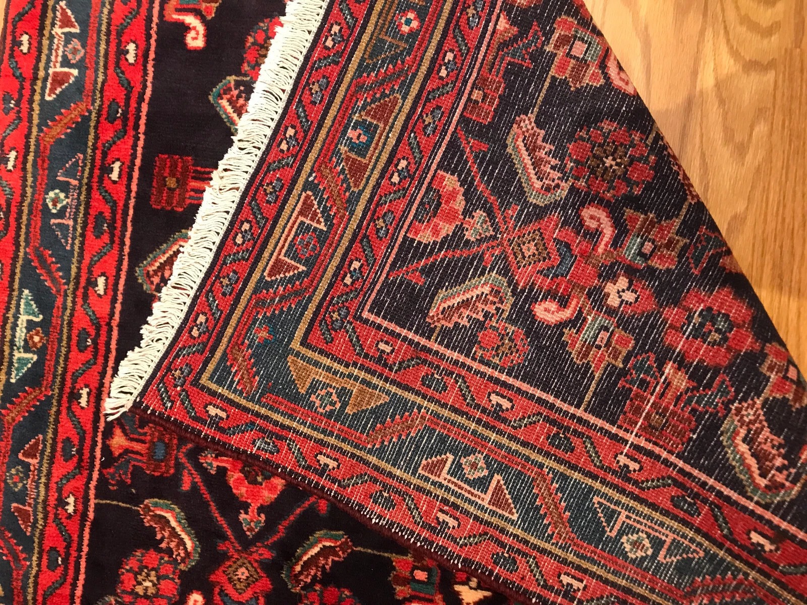 4.2 x 6.6 Vintage Tribal Geometric Black 100% Wool Vegetable Dye Rug