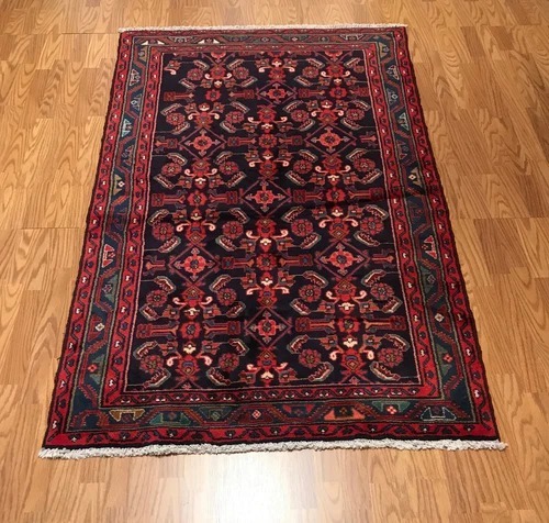 4.2 x 6.6 Vintage Tribal Geometric Black 100% Wool Vegetable Dye Rug