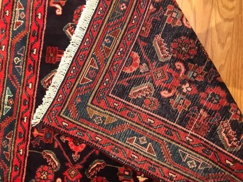 4.2 x 6.6 Vintage Tribal Geometric Black 100% Wool Vegetable Dye Rug