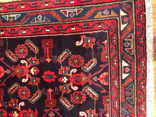 4.2 x 6.6 Vintage Tribal Geometric Black 100% Wool Vegetable Dye Rug