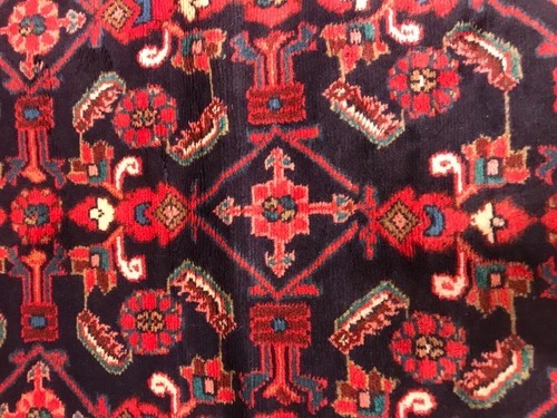 4.2 x 6.6 Vintage Tribal Geometric Black 100% Wool Vegetable Dye Rug