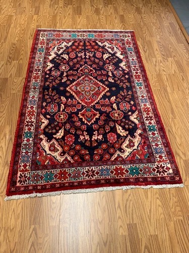 4.5 X 6.10 Navy Hand Knotted 100% Wool Vegetable Dye Rug