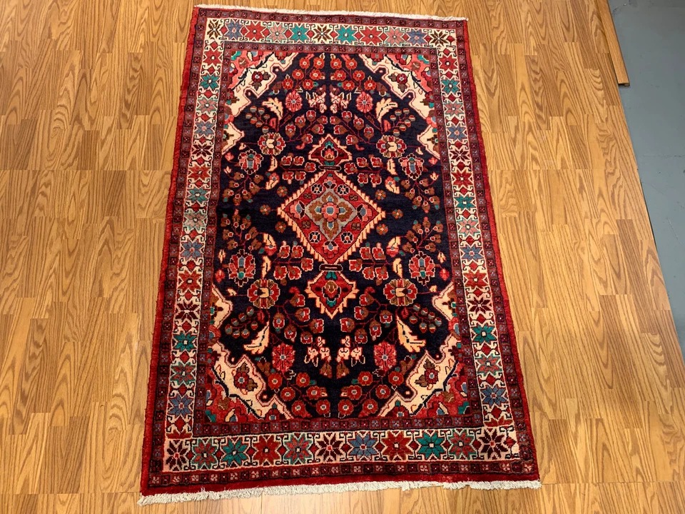 4.5 X 6.10 Navy Hand Knotted 100% Wool Vegetable Dye Rug