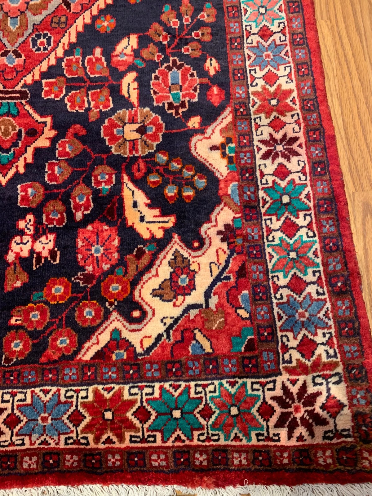 4.5 X 6.10 Navy Hand Knotted 100% Wool Vegetable Dye Rug