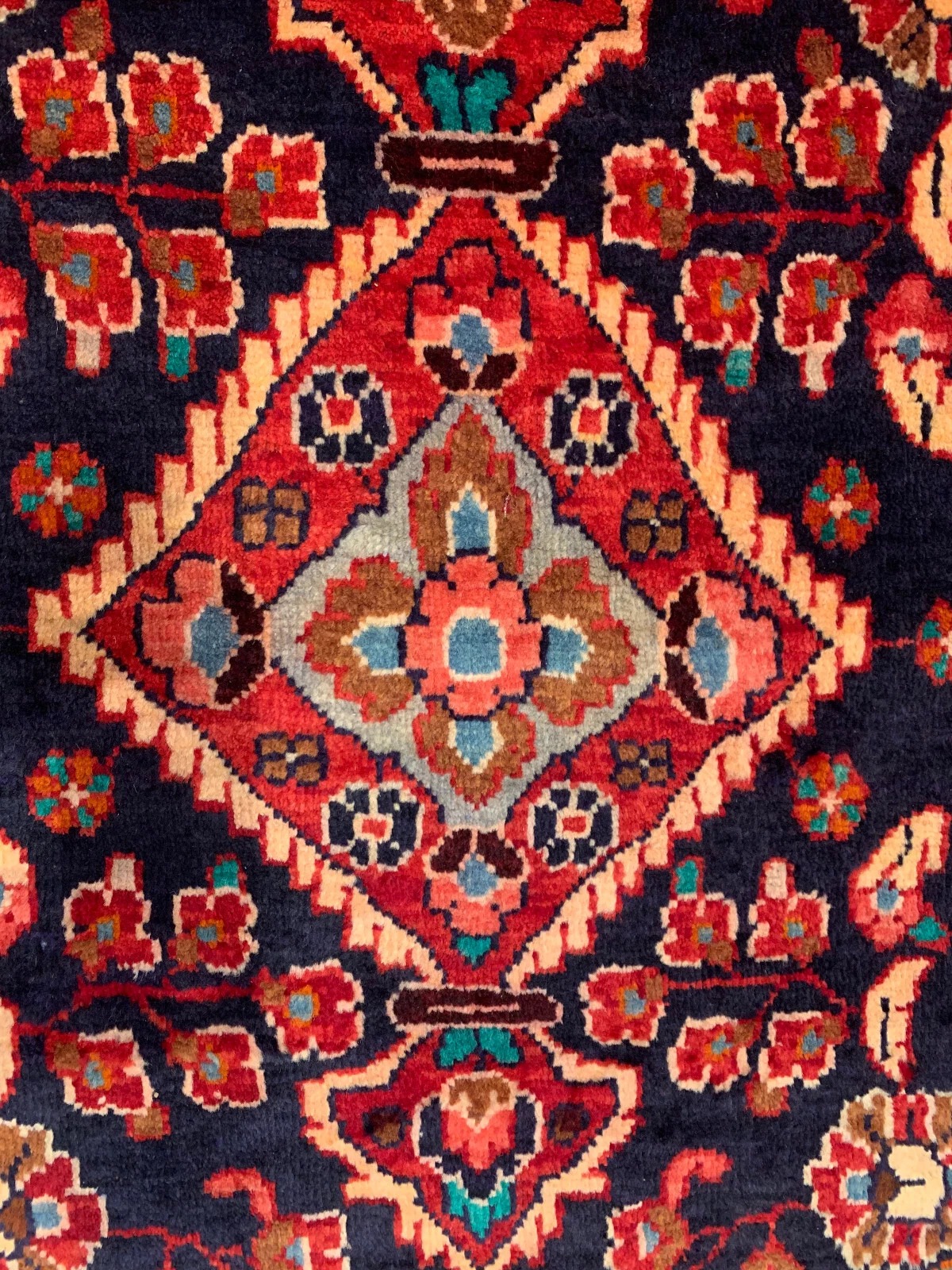 4.5 X 6.10 Navy Hand Knotted 100% Wool Vegetable Dye Rug