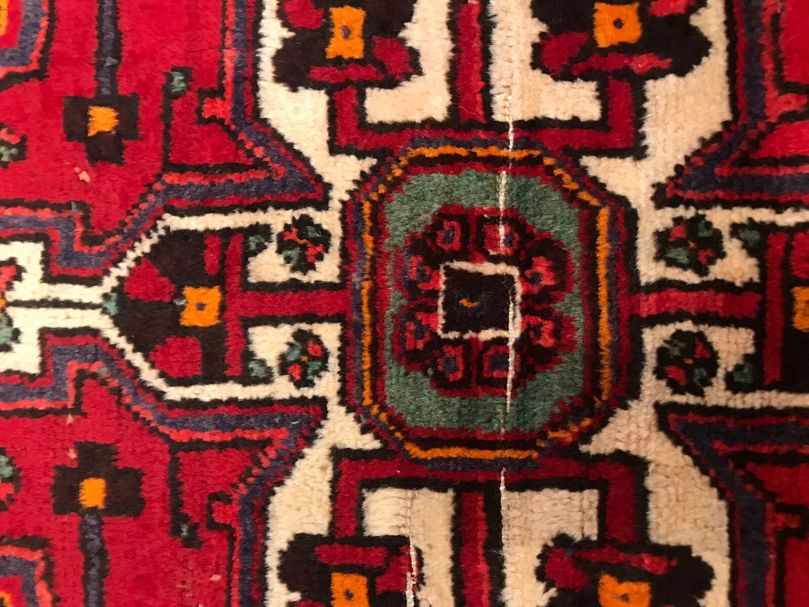 4.2 x 7.2 Vintage Tribal Geometric Navy 100% Wool Vegetable Dye Rug
