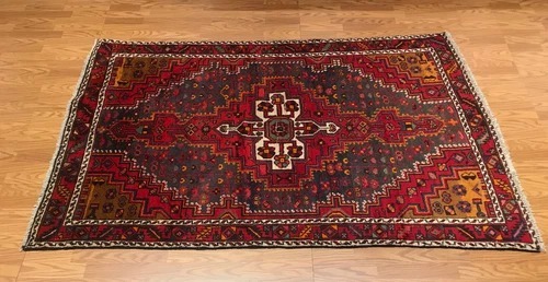 4.2 x 7.2 Vintage Tribal Geometric Navy 100% Wool Vegetable Dye Rug