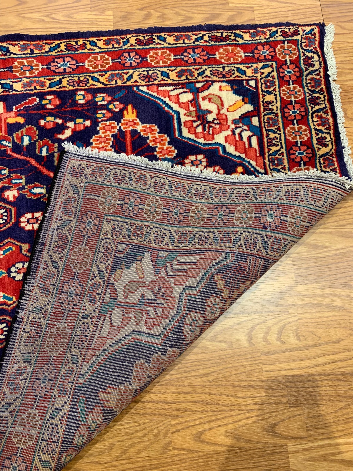 4.2 X 6.7 Vintage Tribal Navy Hand Knotted 100% Wool Vegetable Dye Rug