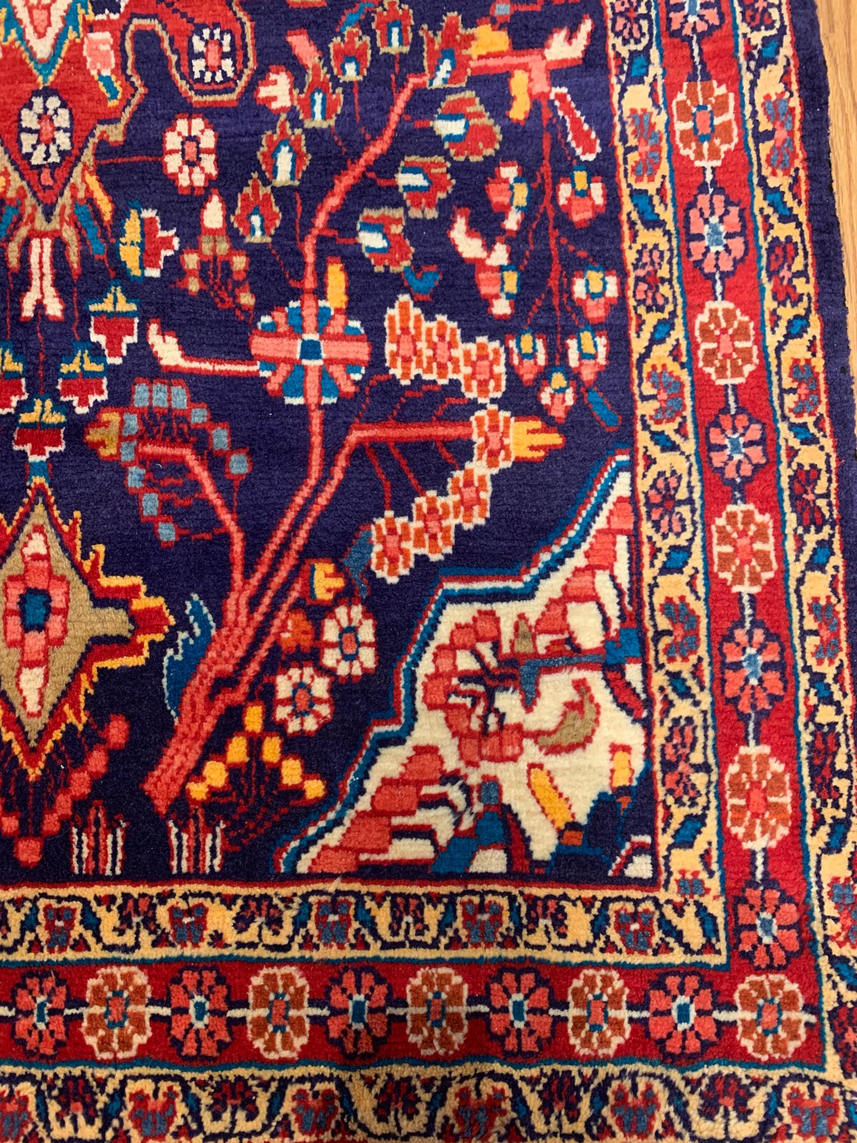 4.2 X 6.7 Vintage Tribal Navy Hand Knotted 100% Wool Vegetable Dye Rug