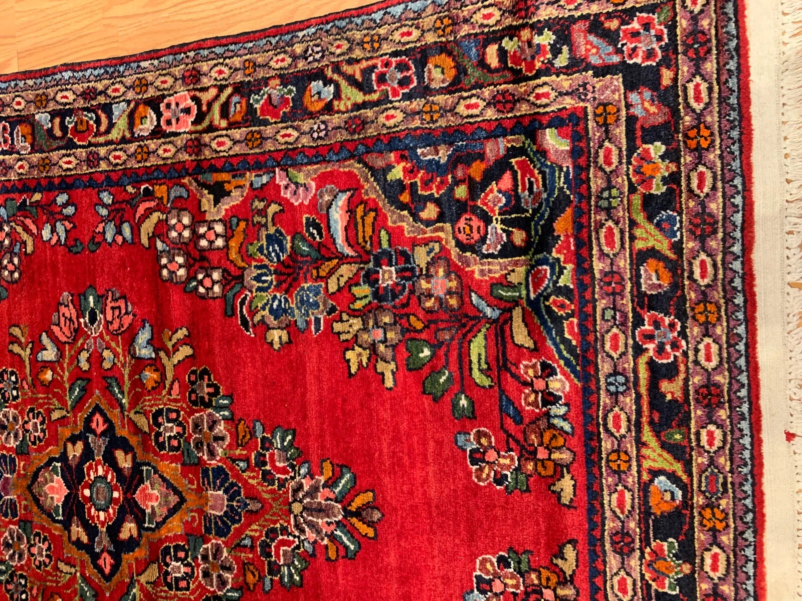 5.8 x 7.2 ft Vintage Tribal Floral Red 100% Wool Vegetable Dye Rug