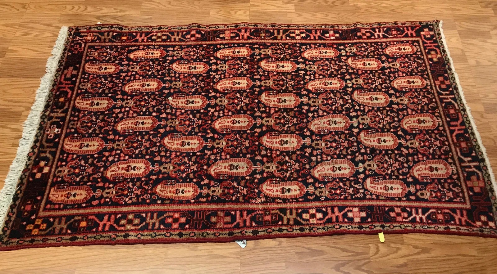 4.2 x 6.9 Vintage Tribal Geometric Red 100% Wool Vegetable Dye Rug