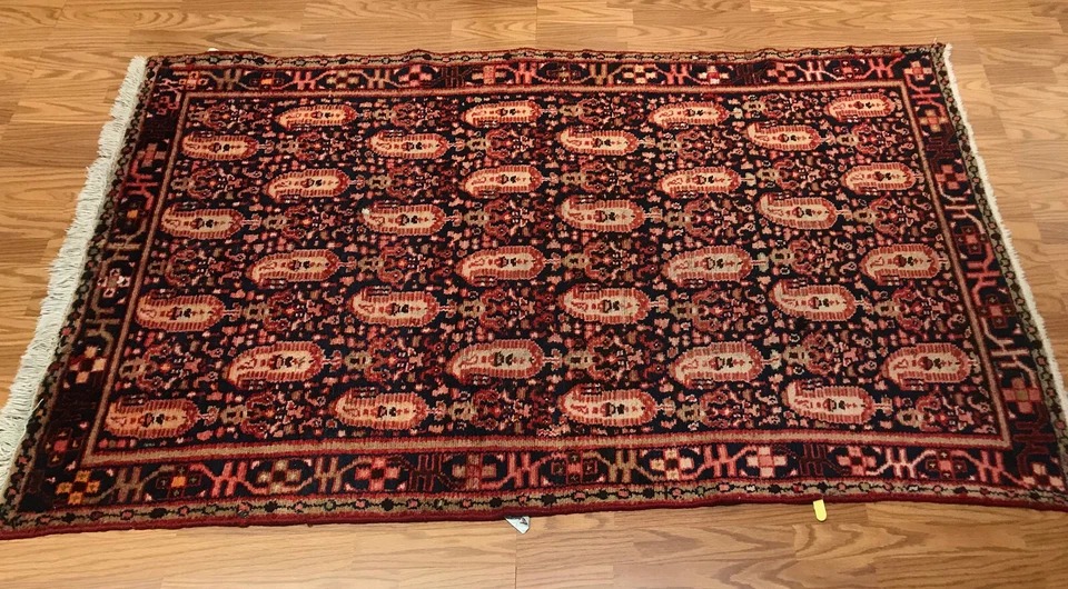 4.2 x 6.9 Vintage Tribal Geometric Red 100% Wool Vegetable Dye Rug